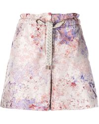 Agnona - Floral-print Wide-leg Shorts - Lyst