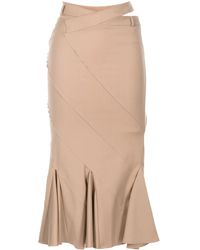 ANDREADAMO - Flared-Hem Flannel Midi Skirt - Lyst