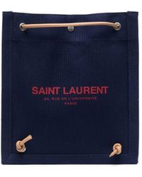 Saint Laurent Rugzak Met Logoprint - Blauw