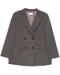 THE NINA STUDIO - Jessy Pinstripe Double-Breasted Blazer - Lyst