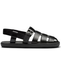 Prada - Interwoven Straps Flat Sandals - Lyst