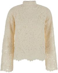 Semicouture - Lace High-Neck Blouse - Lyst
