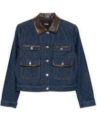 Maje - Chaqueta vaquera con cuello de piel - Lyst