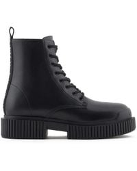 ARMANI EXCHANGE - Bottines Combat En Cuir - Lyst