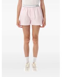 Sporty & Rich - Serif Logo Oxford Boxer Stripe-Pattern Shorts - Lyst
