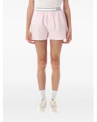 Sporty & Rich - Serif Logo Oxford Boxer Stripe-Pattern Shorts - Lyst