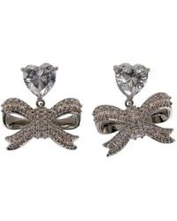 Self-Portrait - Crystal-Embellished Bow Earrings - Lyst