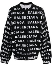 Balenciaga - Trui Met Intarsia Logo - Lyst