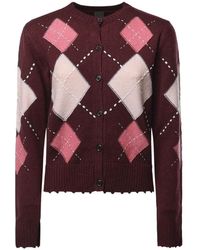 Pinko - Argyle-Pattern Button-Up Cardigan - Lyst