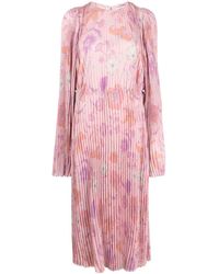 Balenciaga - Floral-print Pleated Dress - Lyst