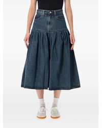 Levi's - Yoked Geplooide Denim Midi-Rok - Lyst