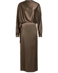 STAUD - Phoebe Long-Sleeved Draped Midi Dress - Lyst