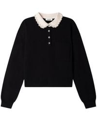 Sandro - Faux-Pearl Embellished Polo Top - Lyst
