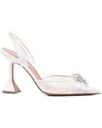 AMINA MUADDI - Rosie Lace-Embellished Slingback Pumps - Lyst