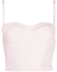 McQueen - Rib-Knitted Bustier Crop Top - Lyst