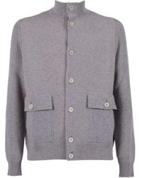 Lardini - Ribbed-Panel Wool Cardigan - Lyst