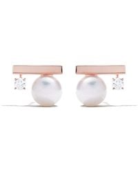 Tasaki - Orecchini in oro rosa 18kt Balance Class Collection Line con perla Akoya e diamanti - Lyst
