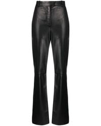 Ferragamo - High-waisted Flared Leather Pants - Lyst