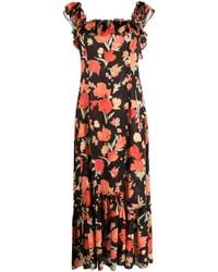 RIXO London - Floral-print Ruffled Dress - Lyst