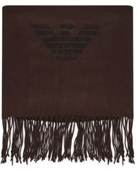 Emporio Armani - Eagle-Embellished Fringed Scarf - Lyst