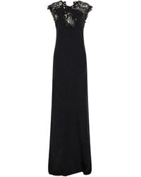 Ferragamo - Silk Dress With Lace Detail - Lyst