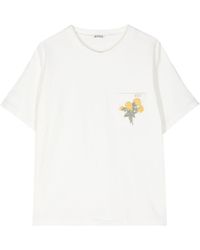 Bode - T-shirt Met Geborduurd Logo En Bloemen - Lyst