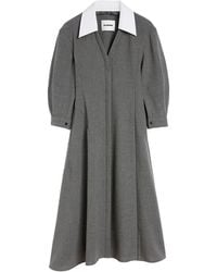 Jil Sander - Midi-Jurk Met Contrasterende Kraag - Lyst