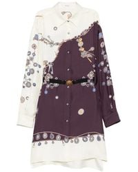 Versace - Robe-Chemise Courte À Taille Ceinturée En Soie - Lyst