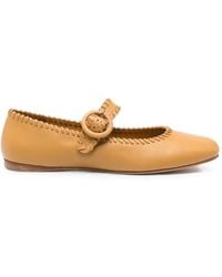 Paloma Barceló - Whipstitch-Trim Buckled Ballet Flats - Lyst