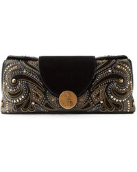 Versace - Vivian Embellished Suede Clutch - Lyst