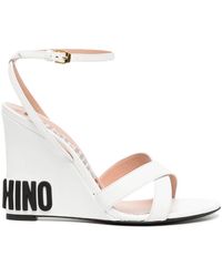 Moschino - Logo 90mm Wedge-heel Sandals - Lyst