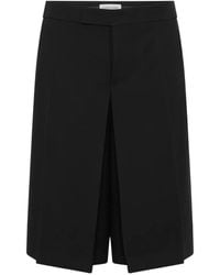 Marine Serre - Tailored Wool Serge Bermuda With Pleats - Lyst