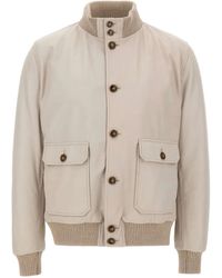 Barba Napoli - Lederjacke mit geripptem Kragen - Lyst