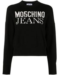 Moschino Jeans - Pull nervuré à logo en jacquard - Lyst