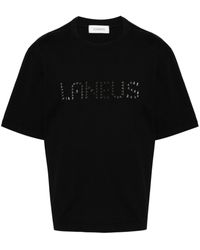 Laneus - T-shirt Met Logo Van Studs - Lyst