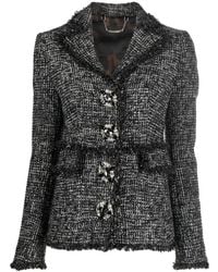Philipp Plein - Belted-Waist Tweed Blazer - Lyst