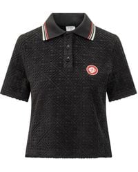 CASABLANCA - Monogram-Jacquard Polo Shirt - Lyst
