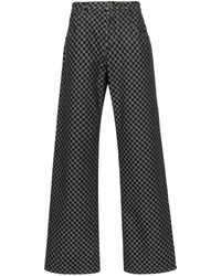 Balmain - Monogram-pattern Long-length Wide-leg Jeans - Lyst
