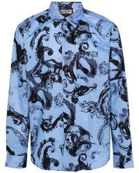 Versace - | Camicia stampa acquerello | male | BLU | 46 - Lyst