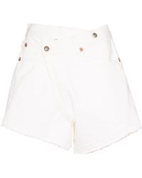 R13 - White Wrap-fastening Denim Shorts - Lyst