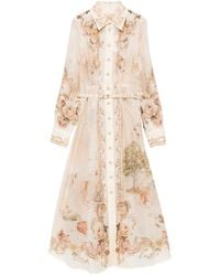 Zimmermann - Floral-print buttoned midi dress - Lyst