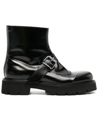 MM6 by Maison Martin Margiela - Round-toe Leather Ankle Boots - Lyst
