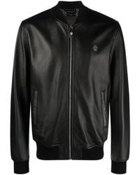 Philipp Plein - Billy Leather Bomber Jacket - Lyst