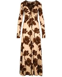 Johanna Ortiz - Floral-Print Long-Sleeved Day Dress - Lyst