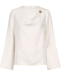 Loulou de Saison - Azae Draped Metallic-Ornament Blouse - Lyst