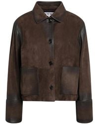 Loewe - Turn-Up Suede Jacket - Lyst