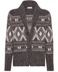 Brunello Cucinelli - 'Geometric Jacquard' Cardigan - Lyst