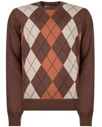 Gran Sasso - Argyle-Knit Crew-Neck Sweater - Lyst