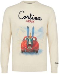 MC2 Saint Barth - Heron Wool And Cashmere Blend Crewneck With Cortina J'Arrive Intarsia And Embroidery Sweater - Lyst