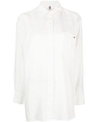 Tommy Hilfiger - Embroidered-logo Long-sleeve Linen Shirt - Lyst